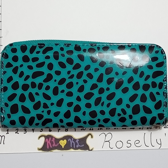 Teal and Black wallet with golden zipper - Picture 1 of 4